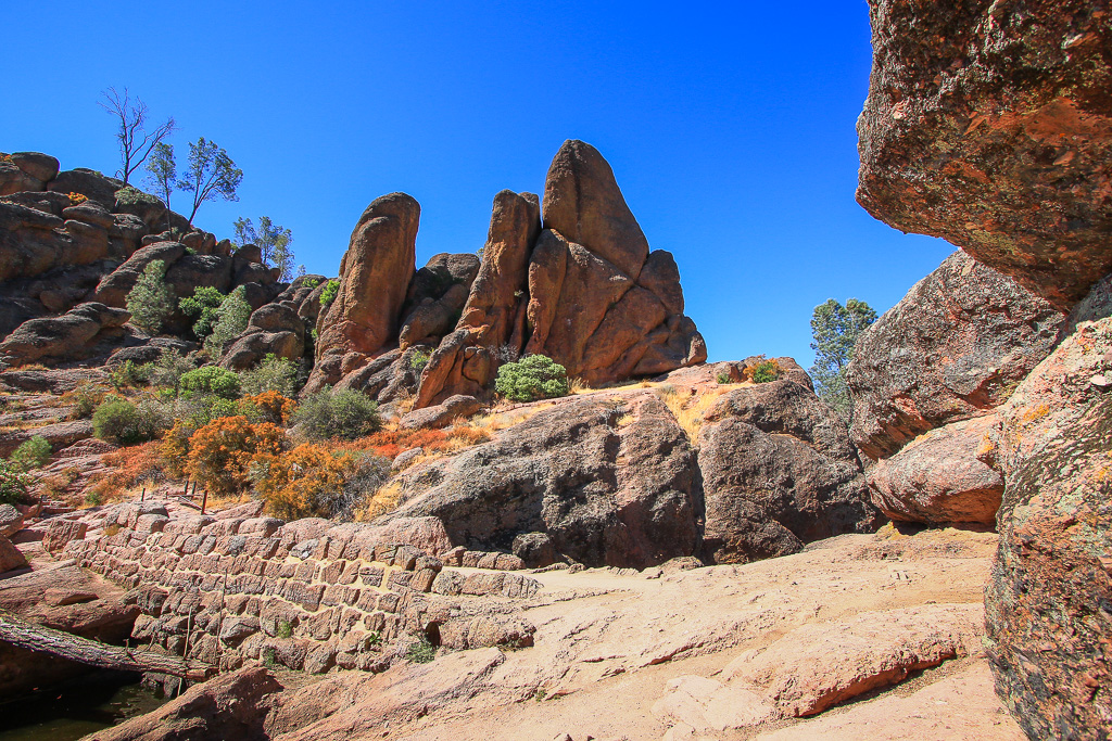 Pinnacles above the reservoir - Moses Spring Trail to Bear Gulch Caves to Rim Trail