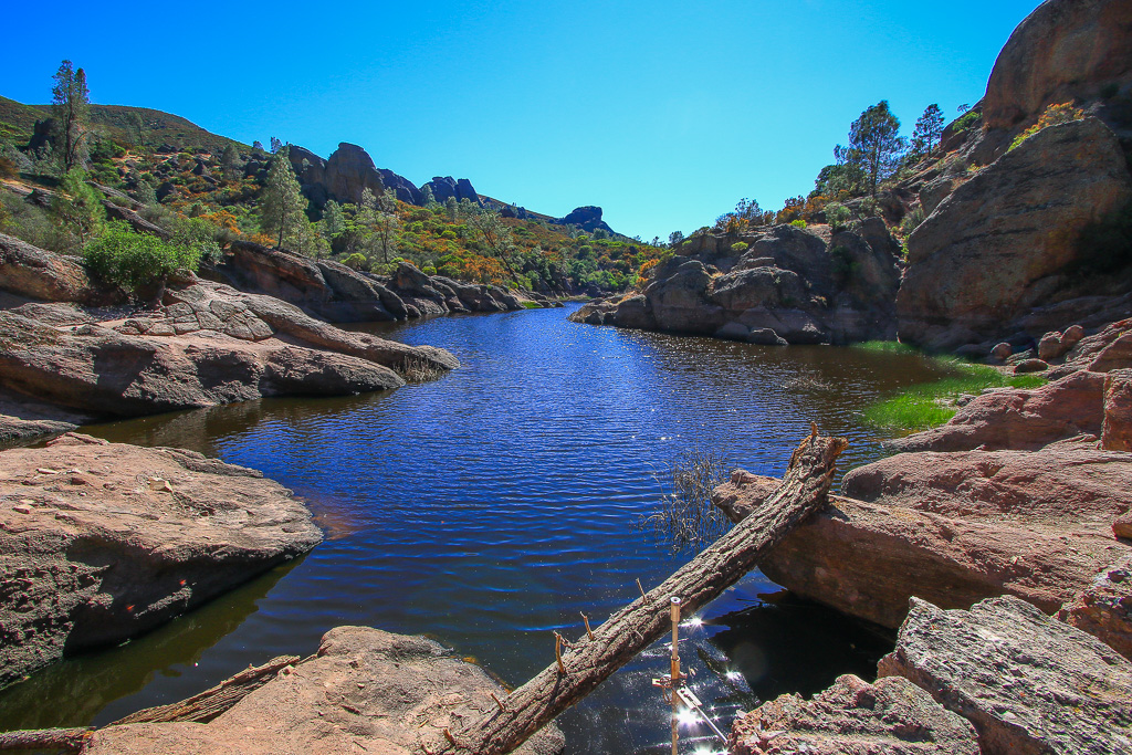 Reservoir view - Moses Spring Trail to Bear Gulch Caves to Rim Trail