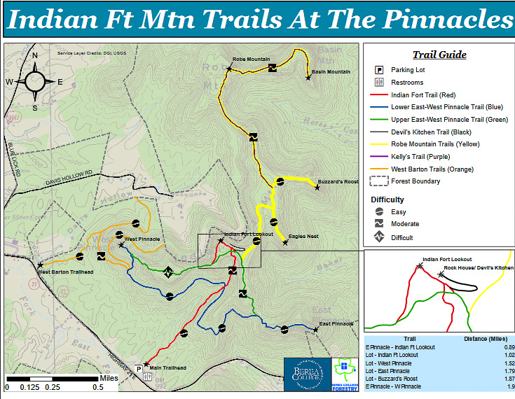 Trail map - Berea Pinnacles