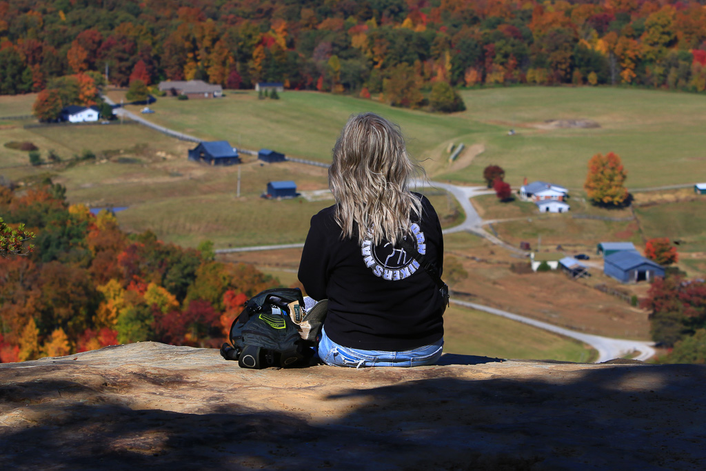 Sook enjoying the view from Indian Fort Lookout - Berea Pinnacles