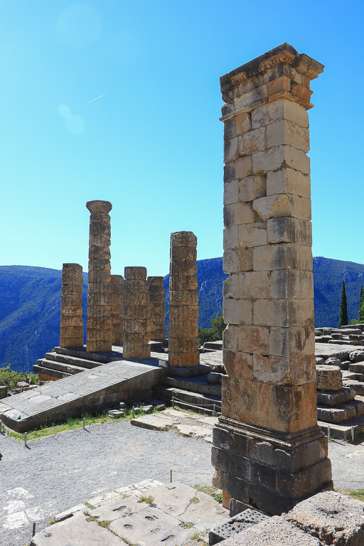 Temple of Apollo entry ramp and Pillar of Prusias II - Delphi