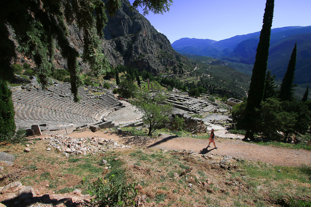 Sook hiking above the Delphi Theater - Delphi