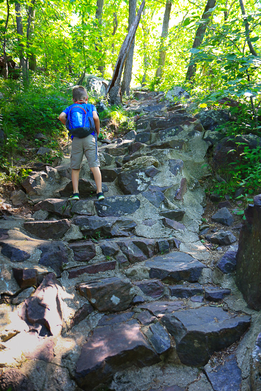 Cam starting the climb - Devil's Lake State Park, Wisconsin
