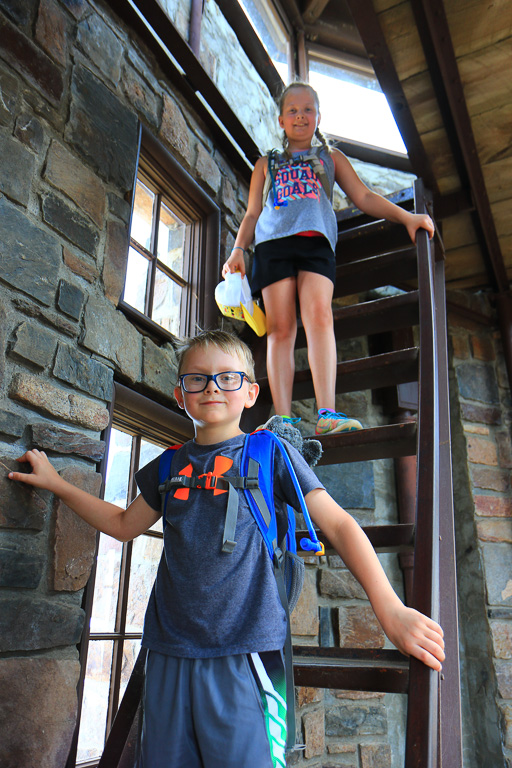 Rizlee and Cam exploring the fire tower - Harney Peak