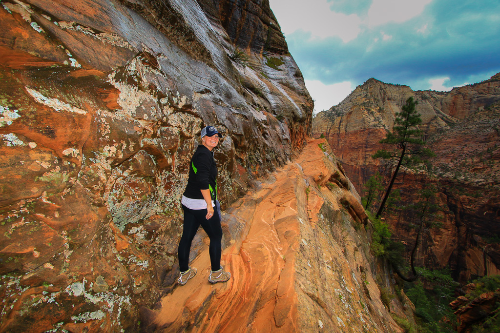 Sook on an exposed ledge - Hidden Canyon Trail