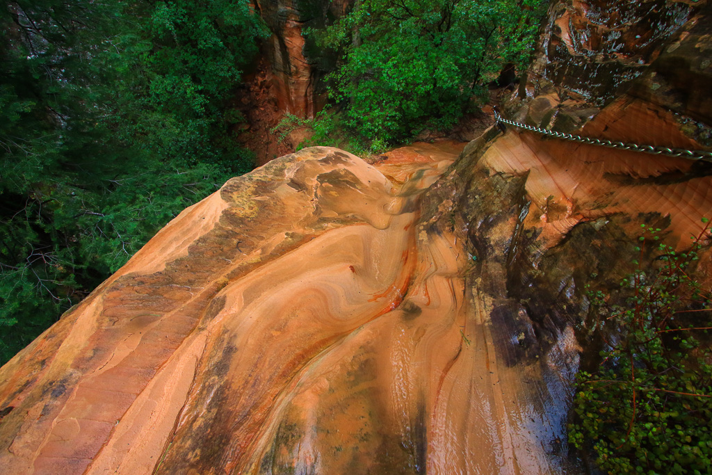Slippery sandstone - Hidden Canyon Trail