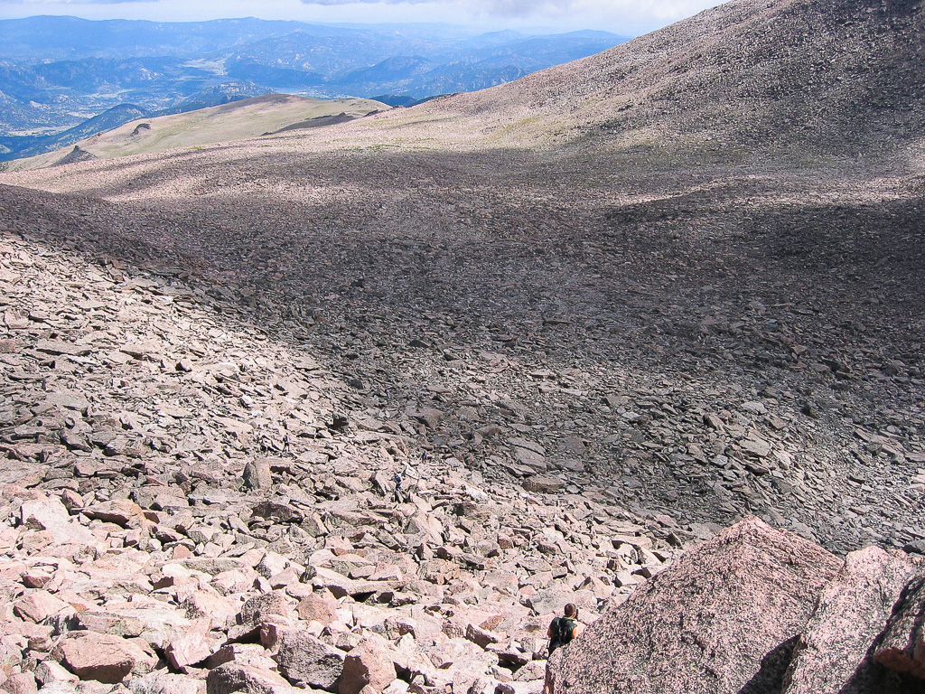 Massive Boulder Field (Note the tiny hikers)- Longs Peak