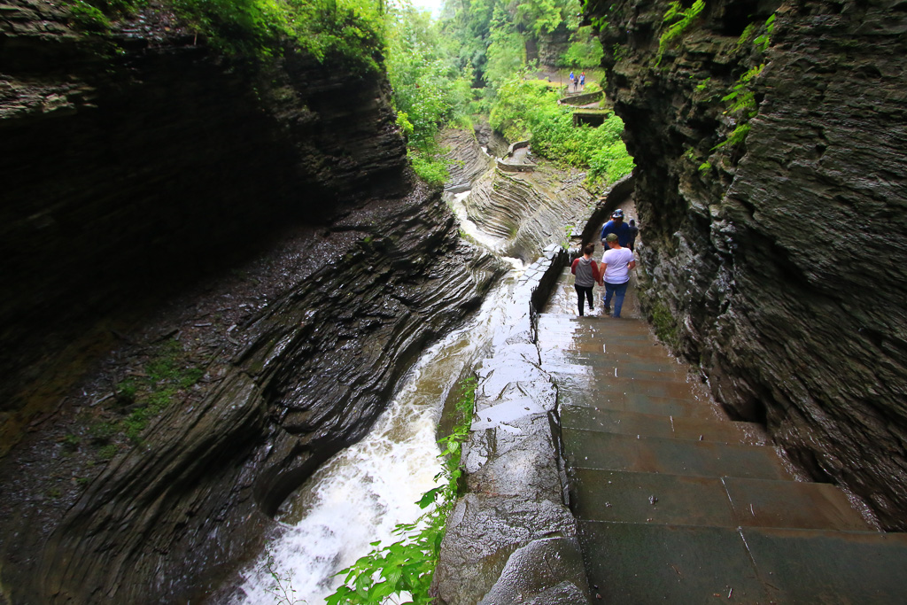 Hikers and the gorge - Watkins Glen State Park, New York