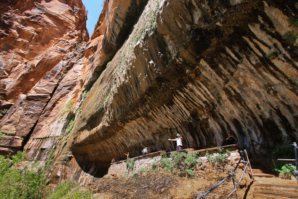 Hikers enjoying the cool alcove - Weeping Rock Trail