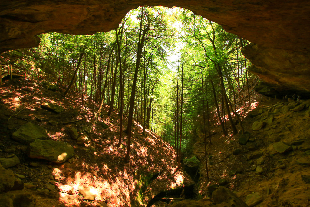 View from inside Whispering Cave - Hemlock Bridge Trail to Whispering Cave