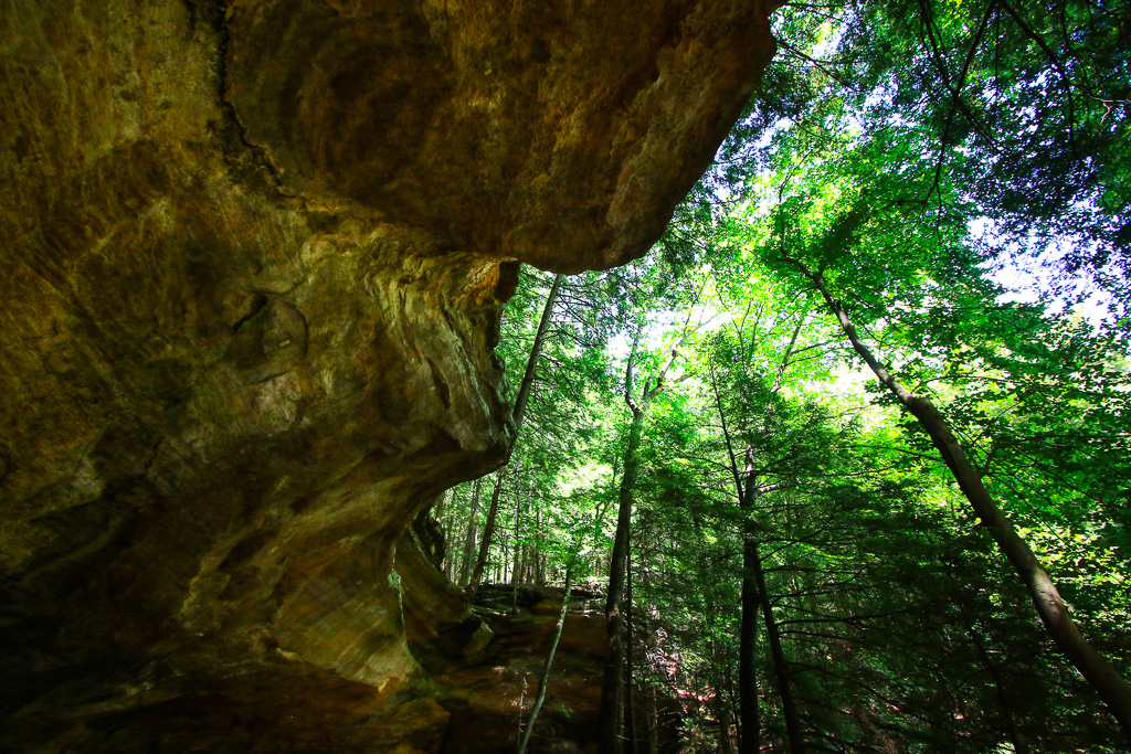 Cave and trees - Hemlock Bridge Trail to Whispering Cave
