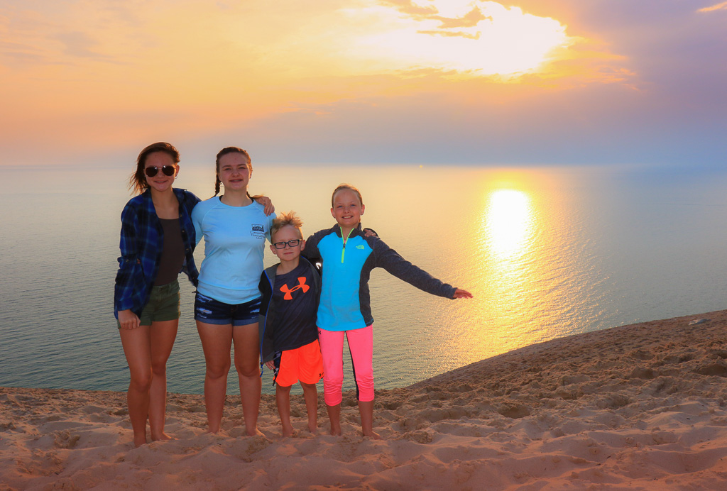 Kids and sunset at Overlook #9 - Pierce Stocking Scenic Drive